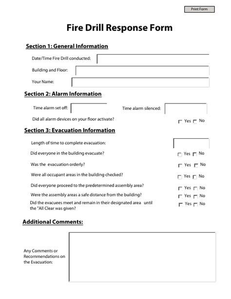 Fire Drill Response Form Fill Out Sign Online And Download Pdf