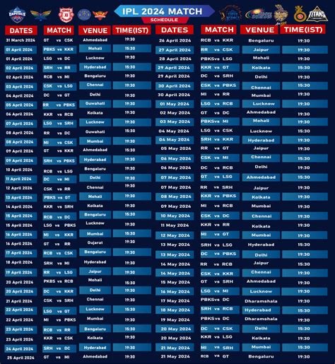 IPL Schedule Time Table Match List Players List Venue