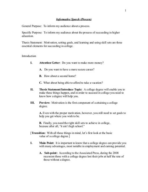 An outline is a blueprint for your presentation. Informative Speech Outline - 43 Informative Speech Outline ...