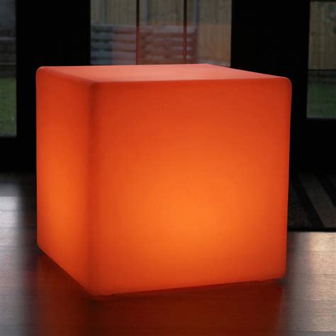 Large Outdoor Led Cube Stool Seat Furniture 60cm Garden Floor Lamp R