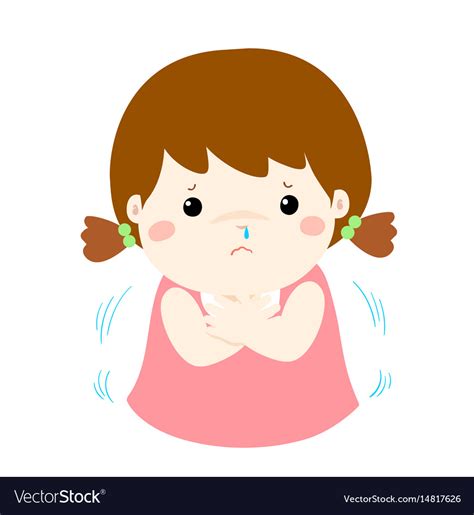 Little Girl With A Cold Shivering Cartoon Vector Image