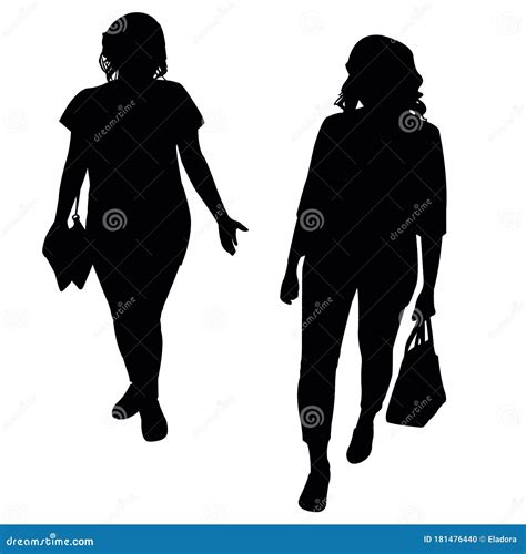 Two Women Walking Body Silhouette Vector Stock Vector Illustration