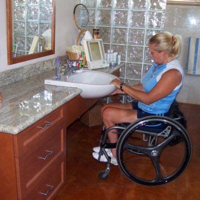 Install the vanity and cupboards with a toe kick that's a minimum of 9 above the floor and 6″ deep. Space Options Project: Residential accessible bathroom ...