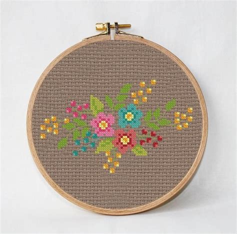 Retro Flowers Cross Stitch Pattern Counted Cross Stitch Etsy In 2020