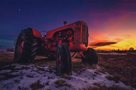 Red Case Tractor Sunset Wide Photograph By Christopher Thomas Pixels