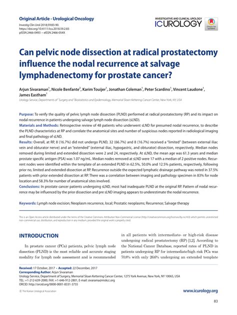 Pdf Can Pelvic Node Dissection At Radical Prostatectomy Influence The