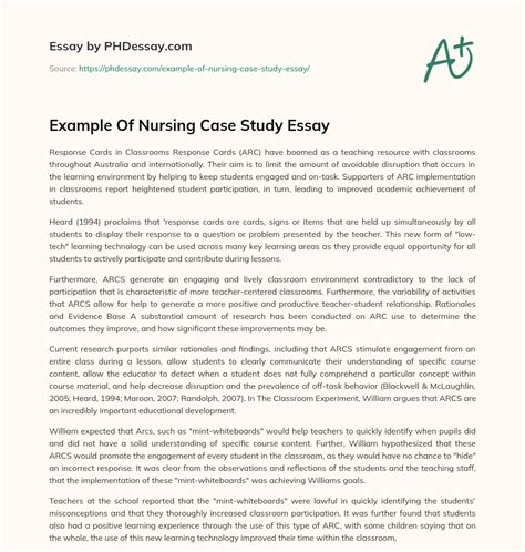 Example Of Nursing Case Study Essay