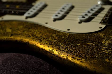Fender Stratocaster 24k Gold Leaf Aged Electric Guitar Music Photograph