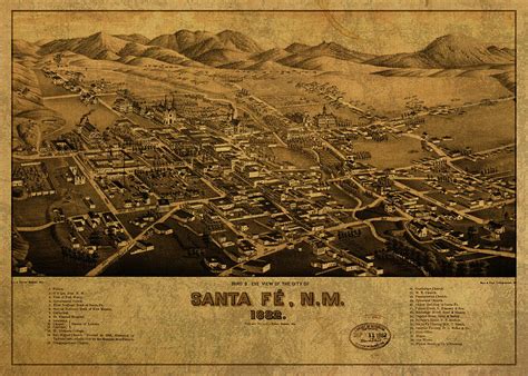 Santa Fe New Mexico Vintage City Street Map 1882 Mixed Media By Design