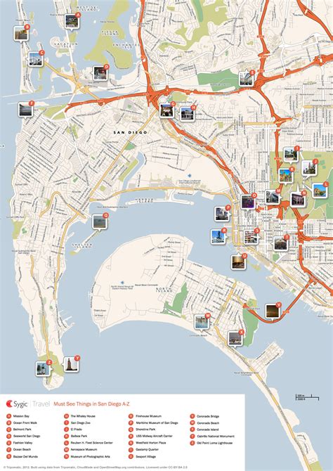 San Diego Printable Tourist Map Sygic Travel Adams Printable Map