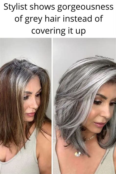 Grey Hair Lowlights Silver Hair Highlights Silver Hair Color Grey Hair Over 50 Long Gray