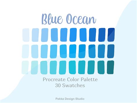 Procreate Color Palette Blue Ocean Grafika Przez Pakka Design Studio