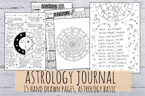 Astrology Journal 12 Signs And 3 Astro Cards Printable In 3 Sizes