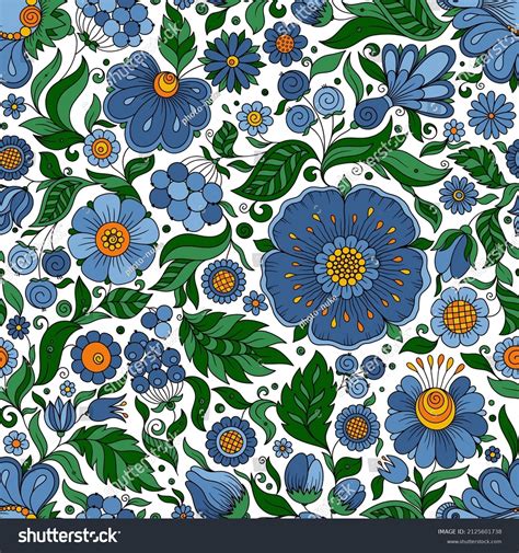 Seamless Blue Floral Pattern Springsummer Backdrop Stock Vector