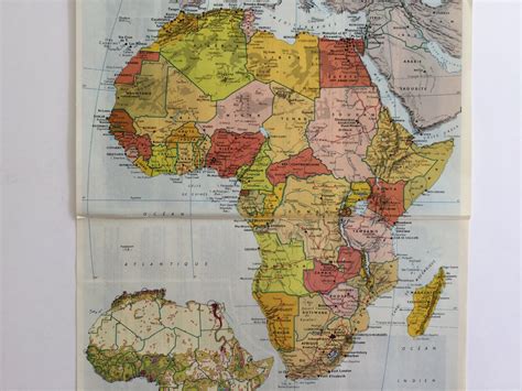 Old Map Of Africa Africa 1960 Vintage Map Wall Map Print Vintage Maps