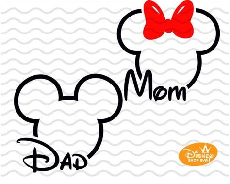 Mickey And Minnie Outline Head Svg Disney Dad And Mom Shirt Svg