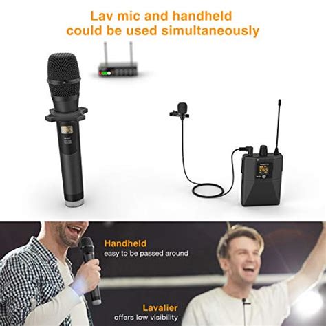 Fifine Wireless Microphone System With Lavalier Lapel And Handheld Mic