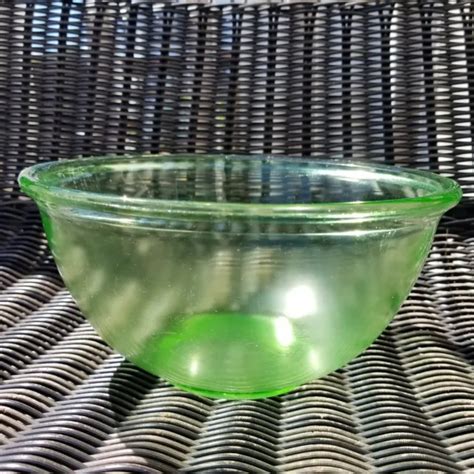 Vintage Green Hazel Atlas Depression Era Uranium Glass Mixng Bowl High