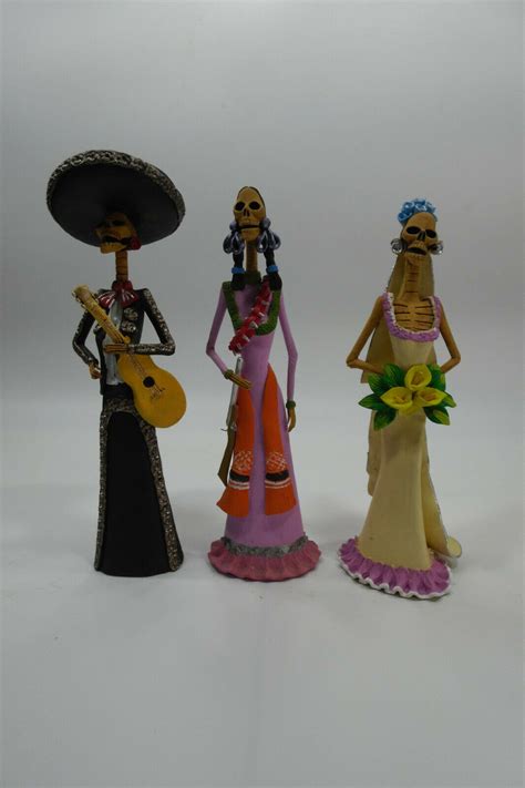 3 Catrina Set Handmade Clay Sculpture Figurines Lot Mexican Etsy