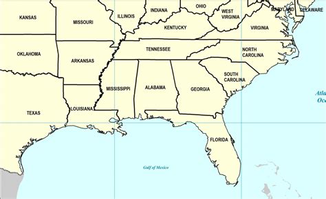 Printable Map Of Southern United States Printable Us Maps