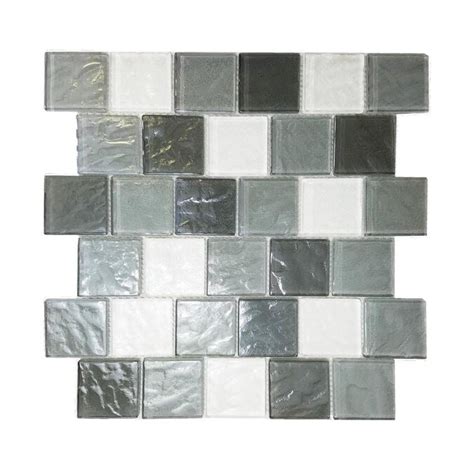 Abolos Geo 12 Pack Gray 12 In X 12 In Glossy Glass Mosaic Wall Tile In