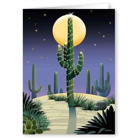 Scenic Desert Saguaro Holiday Christmas Card 18 Cards And 19