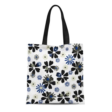 Ashleigh Canvas Tote Bag Small Floral Pattern Cute Daisy Flowers And