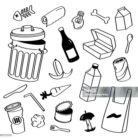 Hand Drawing Styles Garbage Waste Doodle Stock Illustration Download