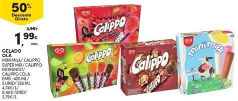 Promoção Gelado Olá Mini Milk Calippo Super Mix Calippo Morango