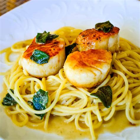 Sage Browned Butter Seared Scallop Pasta Renee Nicoles Kitchen