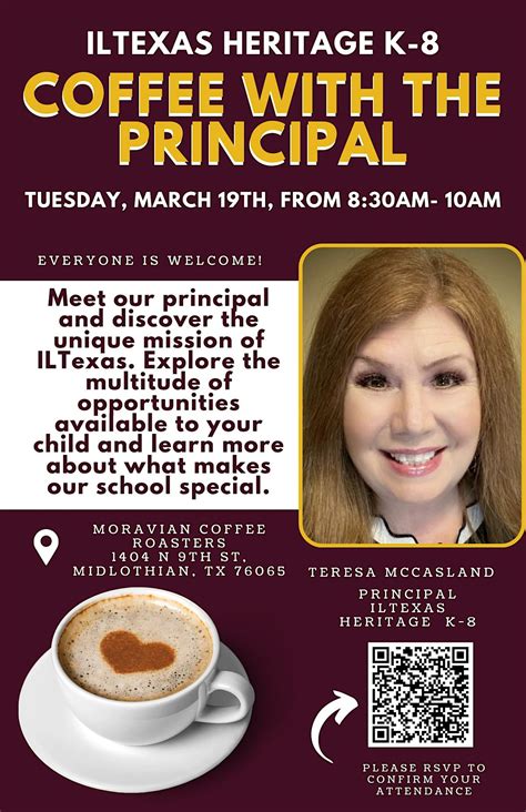 ILTexas Heritage K-8 Coffee with the Principal, Moravian Coffee