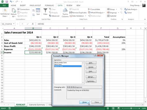 How To Use The Scenario Manager In Excel 2013 Dummies