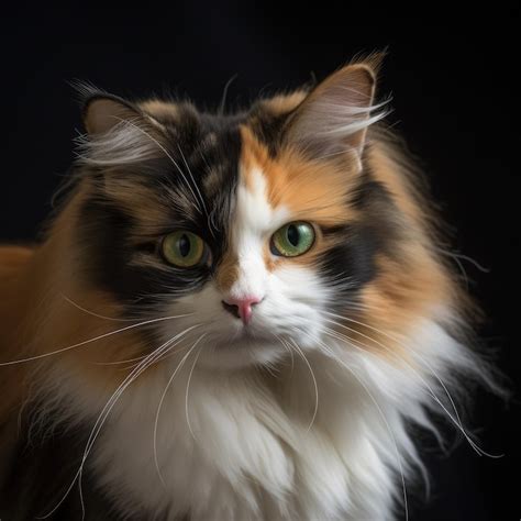 Premium Photo Long Haired Calico Cat Generative Ai