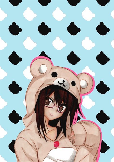 Animemanga Girl In Bear Onesie Kawaii Anime Art By Pinkuusagichan