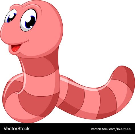Cute Pink Worm Cartoon Royalty Free Vector Image