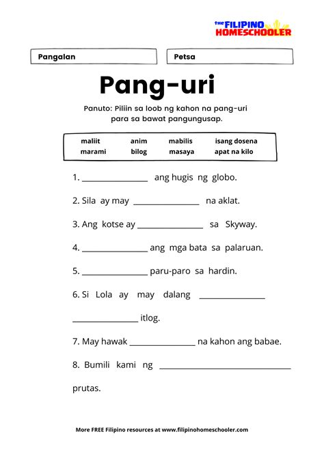 worksheets in filipino uri ng pangngalan web mount sexiz pix