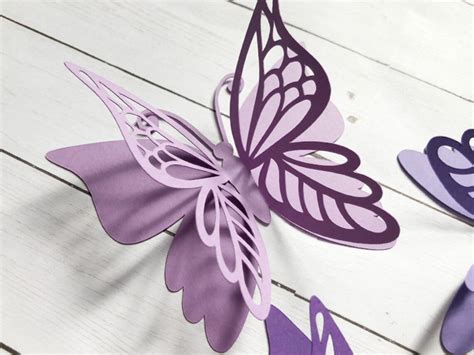 3d Purple Paper Butterfly Cutouts 3d Purple Paper Butterflies Etsy