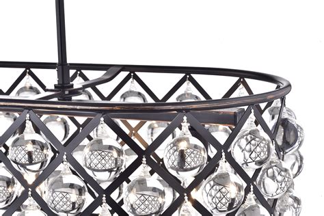 Azha Light Oil Rubbed Bronze Oval Chandelier With Crystal Spheres