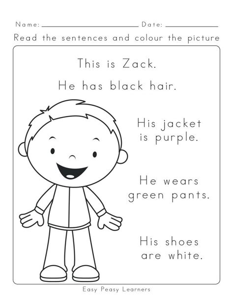 Uk Spelling Read And Colour Reading Comprehension Worksheets Reading