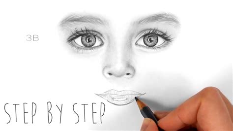 To draw a woman's lips, start by drawing 3 overlapping circles in an imaginary triangular area, with 1 circle on top and 2 below. Step by Step | How to draw shade realistic eyes, nose and ...