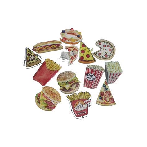 wholesale fridge magnets creative cartoon food hamburgers fries icon acrylic magnetic stickers