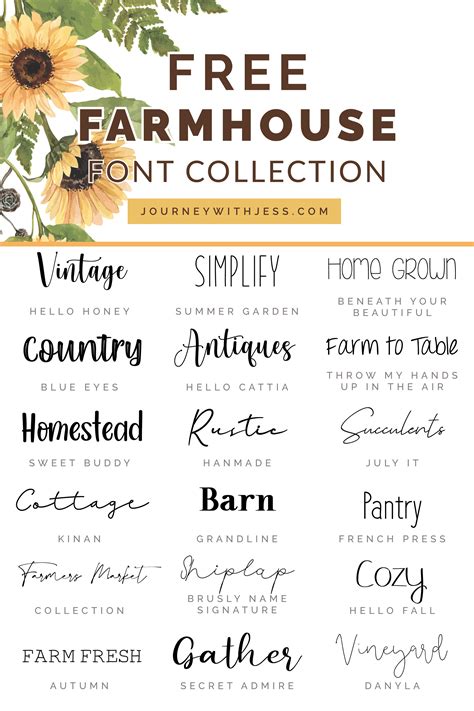 Free Font Collection Farmhouse — Journey With Jess Inspiration For