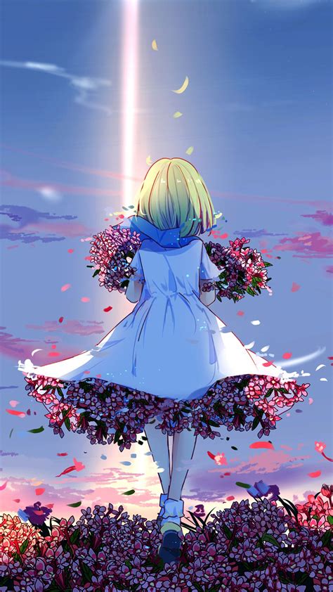 Cute Anime Girl With Flowers Maxipx