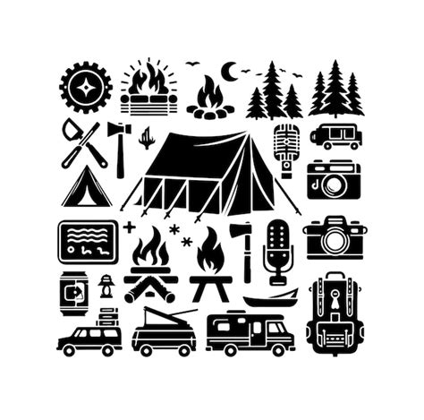 Iconos de acampada ilustración vectorial Vector Premium
