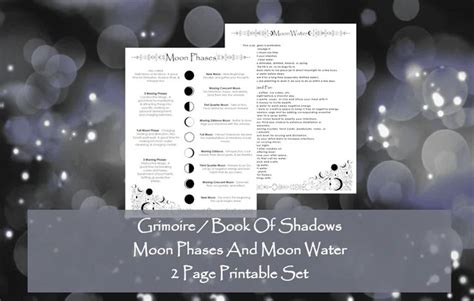 Moon Phases Book Of Shadows Grimoire Printable Pages Etsy In 2022