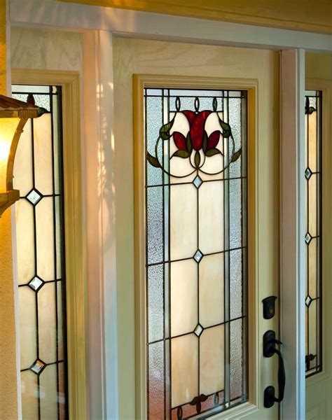 Beveled Glass Like Stained Glass Enclosed Blinds For Entry Doors