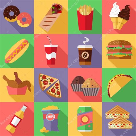 Fast Food Icons Set Stock Vector Image By ©vectort 69096217