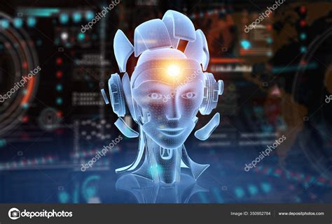 Artificial Intelligence Holographic Projection Robot Head Blue