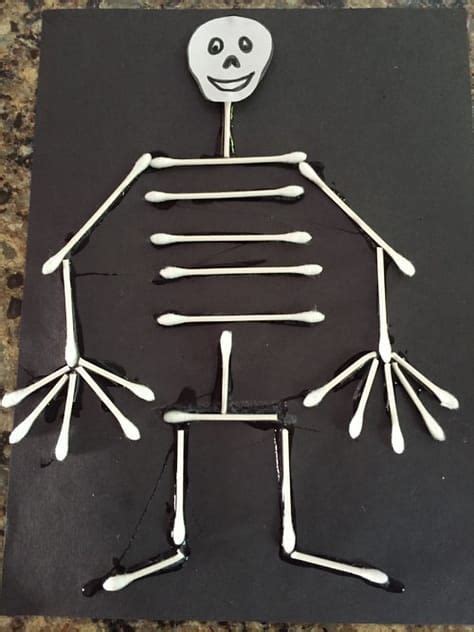 Q Tip Skeleton Craft Halloween Crafts For Kids Halloween Crafts