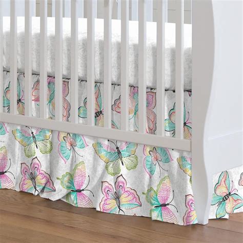 Caden lane has several damask baby bedding options in the most popular nursery colors. Bright Damask Butterflies Crib Skirt Gathered # ...